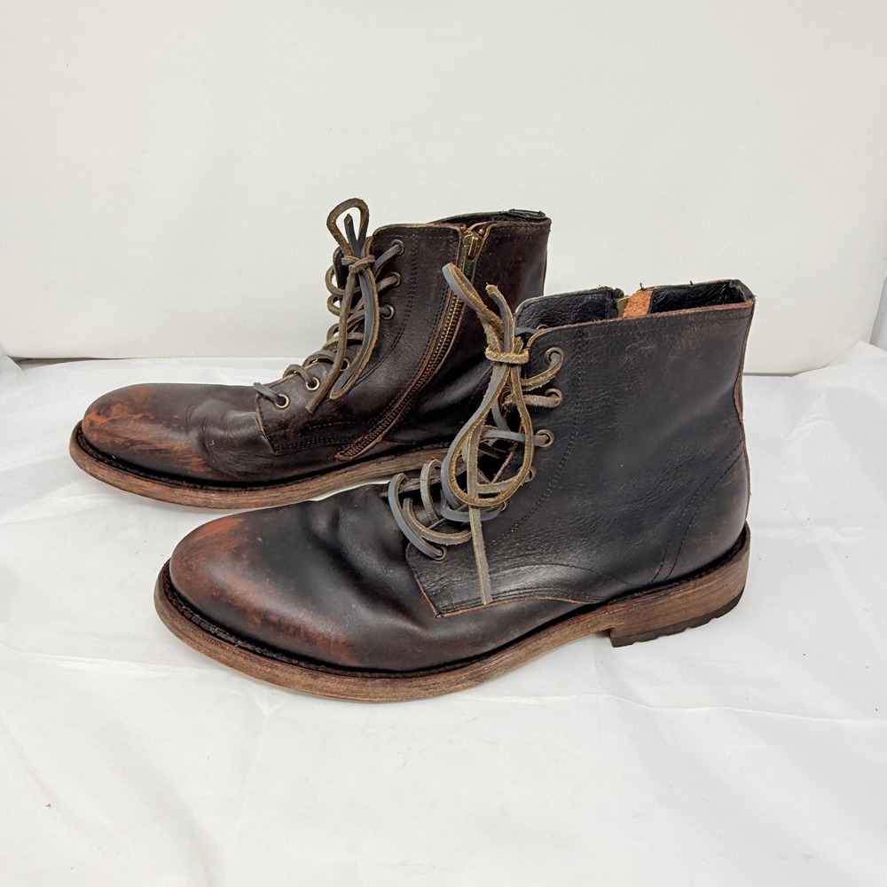 Freebird by Steven Pendleton Mens 12 Brown Leather Distressed Combat Boots Zip